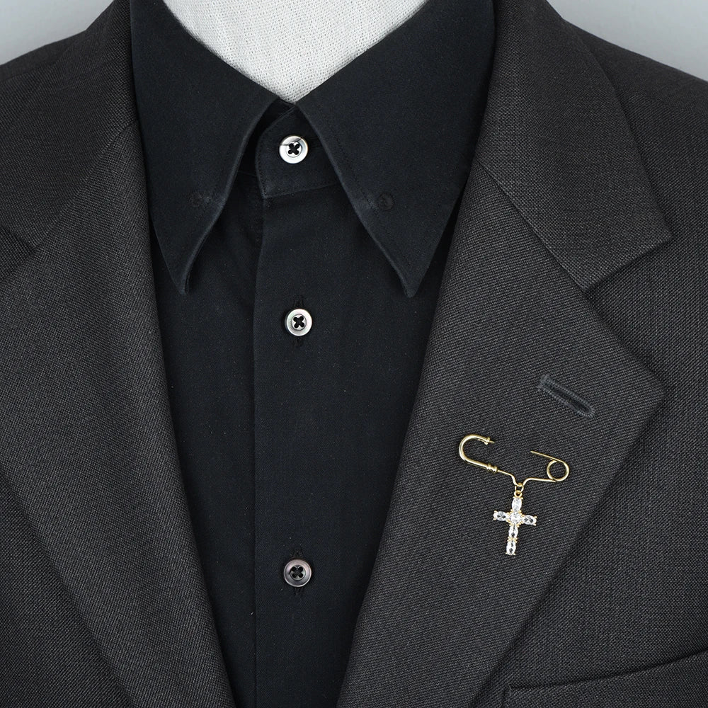Cubic Zirconia Cross Brooch Pin – Fashion Statement Jewelry for Women
