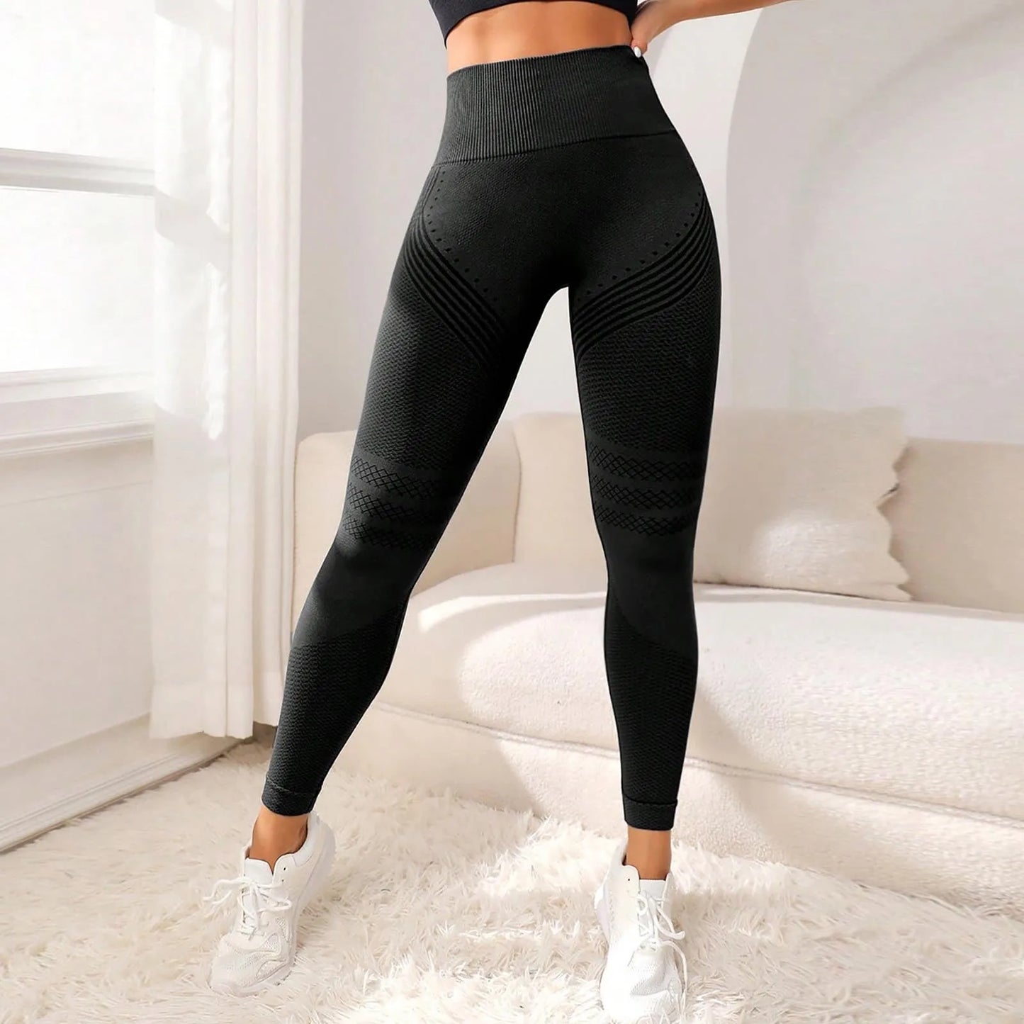 High Waist Compression Leggings for Women - Seamless Slimming Opaque Stretch Pants for Yoga and Fitness