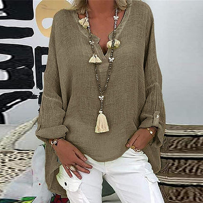 Plus Size Women's Top Summer V Neck Solid Casual Short Sleeve Blouse - The Eggy's store