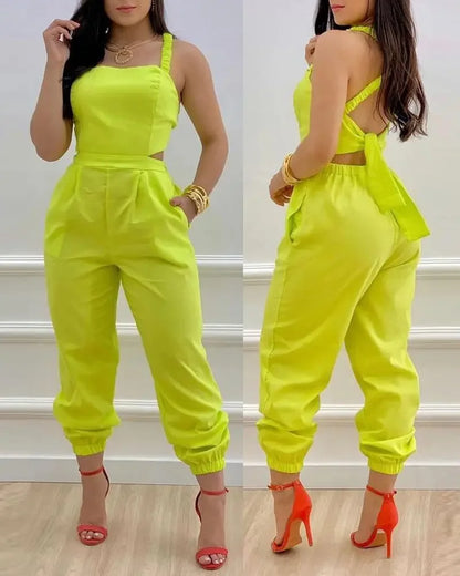 Elegant Summer Fashion Jumpsuit for Women - Shoulder Straps - The Eggy's store