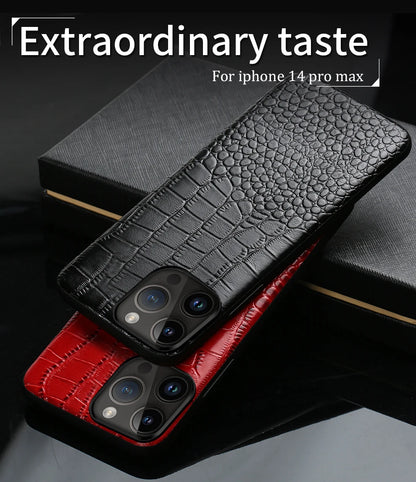 Genuine Leather iPhone Case for Apple iPhone 14 13 12 11 Pro Max Mini X XR XS 6S 7 8 SE 2020 Back Cover - The Eggy's store