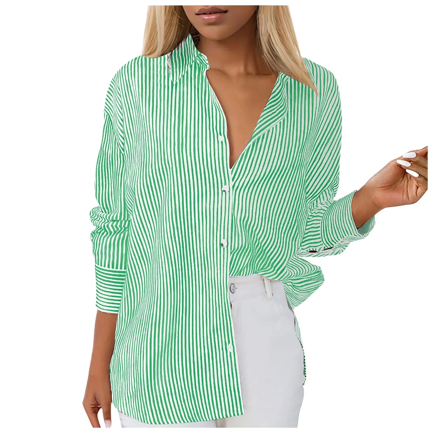 Casual Loose Button-Down Tunic Blouse