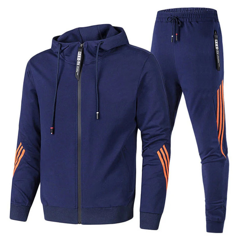 Men's Sports Activewear Set Hoodie Sweater and Pants with Zipper for Running Fitness