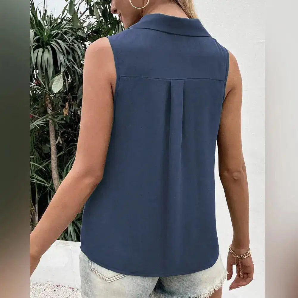 V-Neck Button Front Tank Top