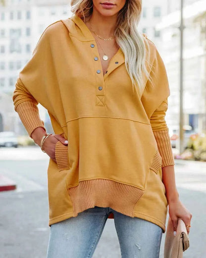 Casual Loose White Women Sweatshirt V-neck Hooded Batwing Sleeve Hoodie Top For Women Pullovers