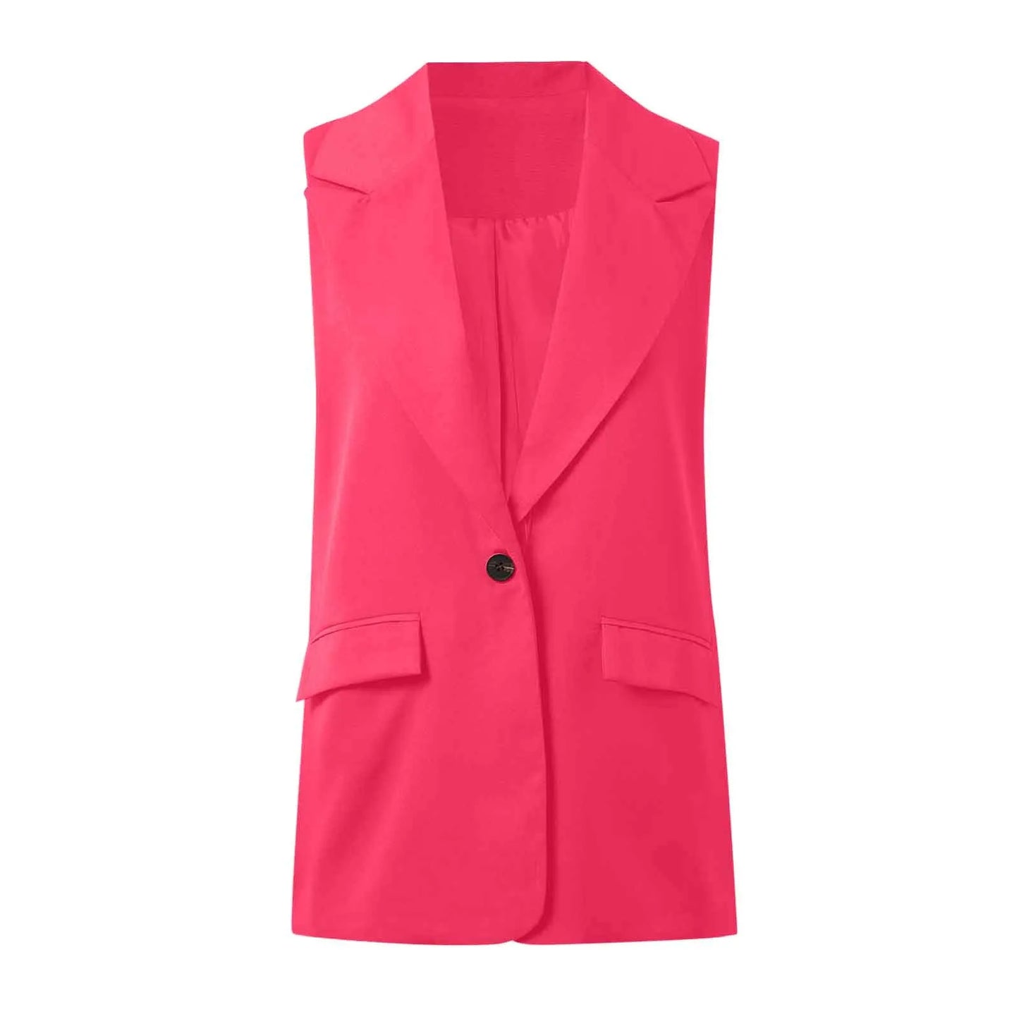 Sleeveless Single Button Slim Fit Blazer Vest