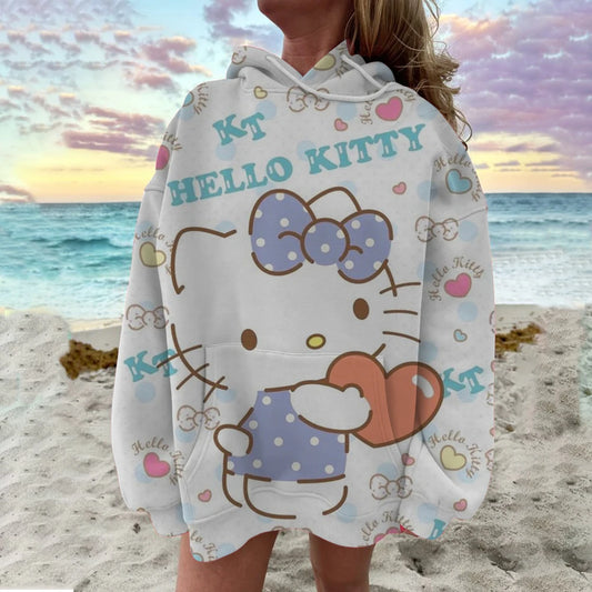 Cute Sweatshirt  Outfit Hello Kitty Hoodie Cartoon Graphic Adult Sweatshirt Hoodie Sanrio Women's Top