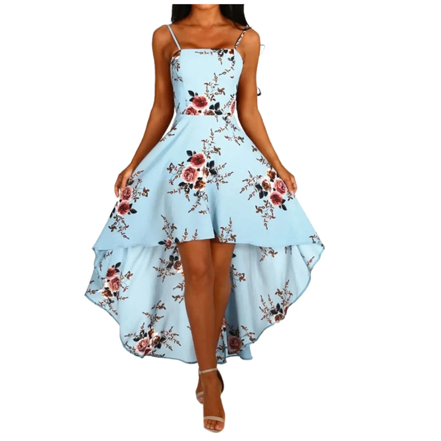 Floral Print Backless A-Line Midi Dress