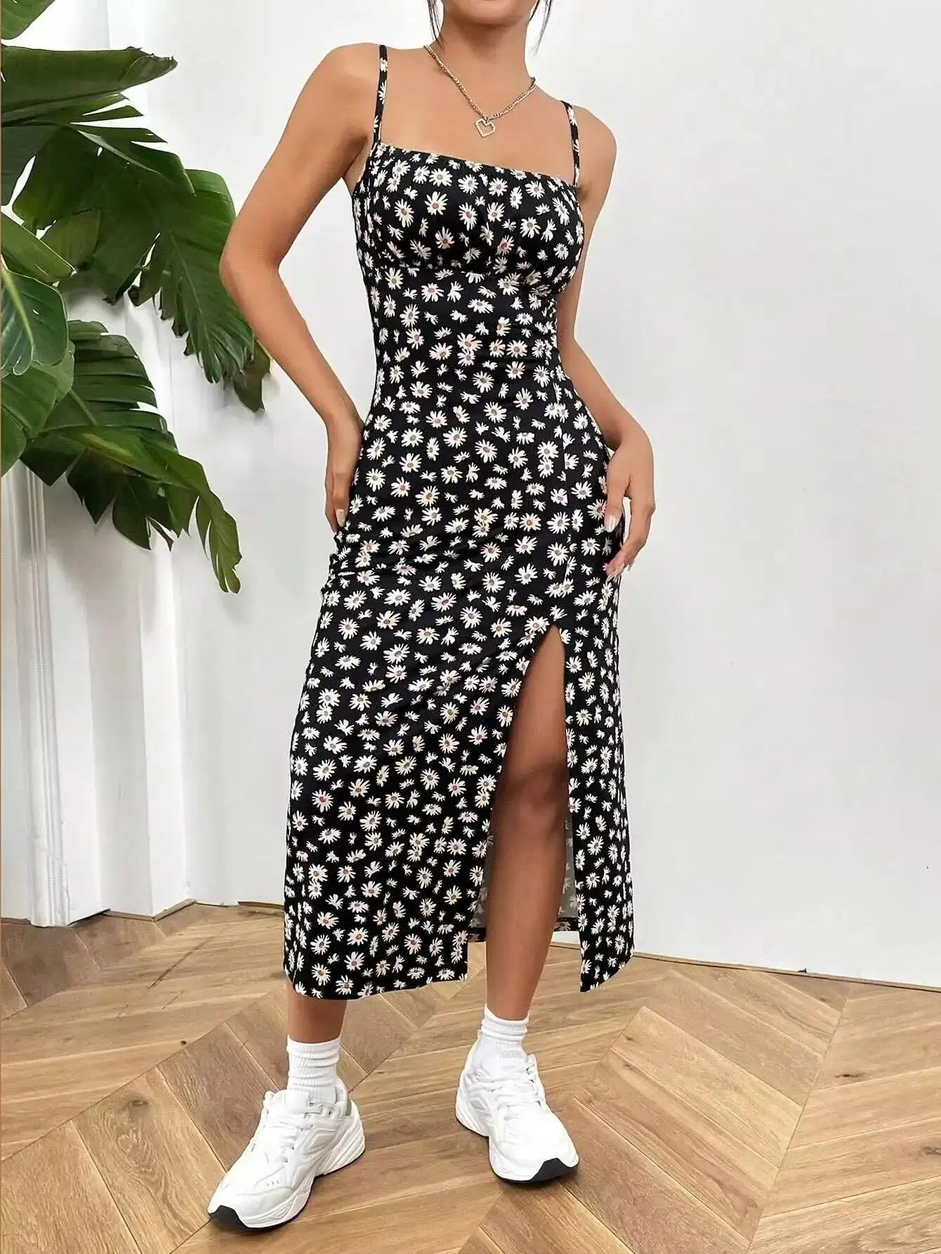 Sleeveless Halter Midi Dress