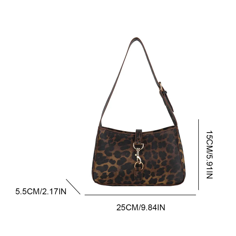 Women's Vintage Leopard Print Hobo Shoulder Bag – PU Leather Retro Handbag