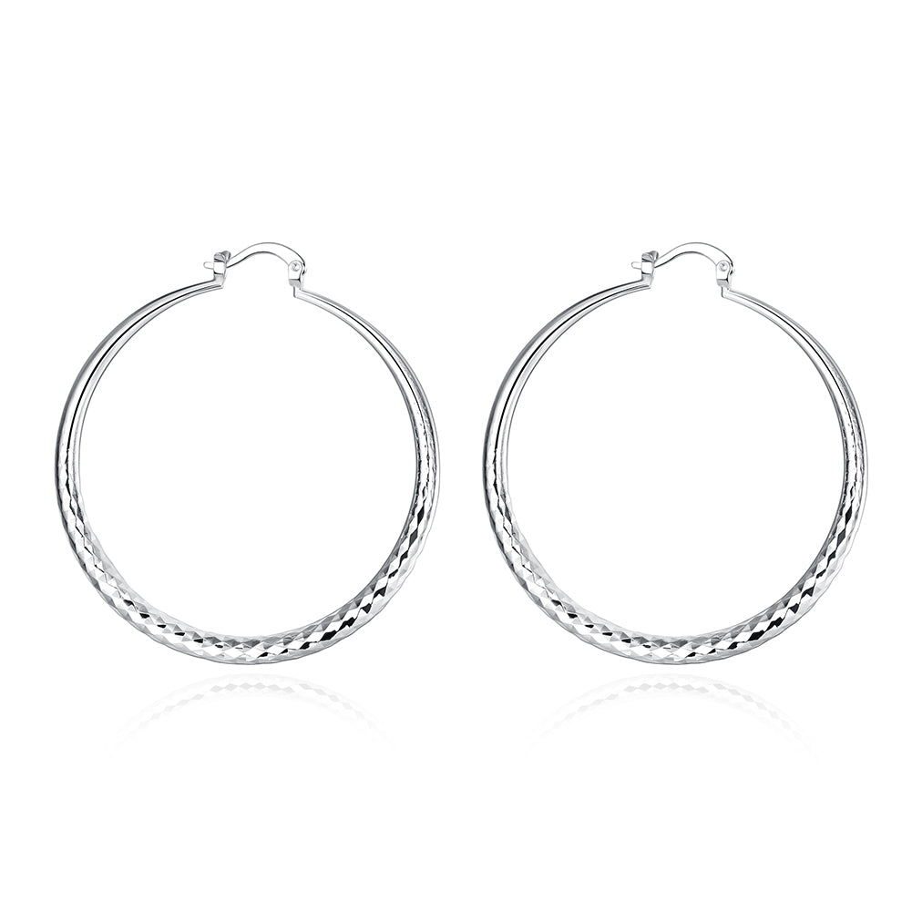 925 Sterling Silver Hoop Earrings 5CM Circle Hoops for Women - Fashion Jewelry for Weddings and Holidays