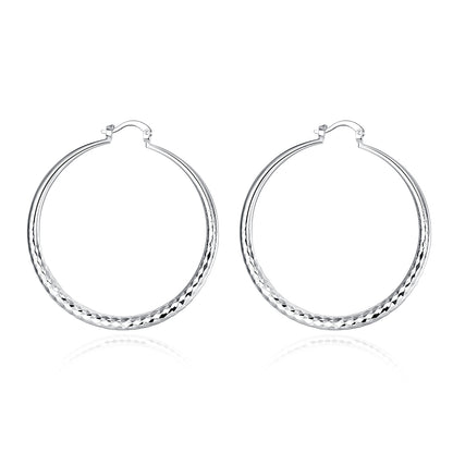 925 Sterling Silver Hoop Earrings 5CM Circle Hoops for Women - Fashion Jewelry for Weddings and Holidays
