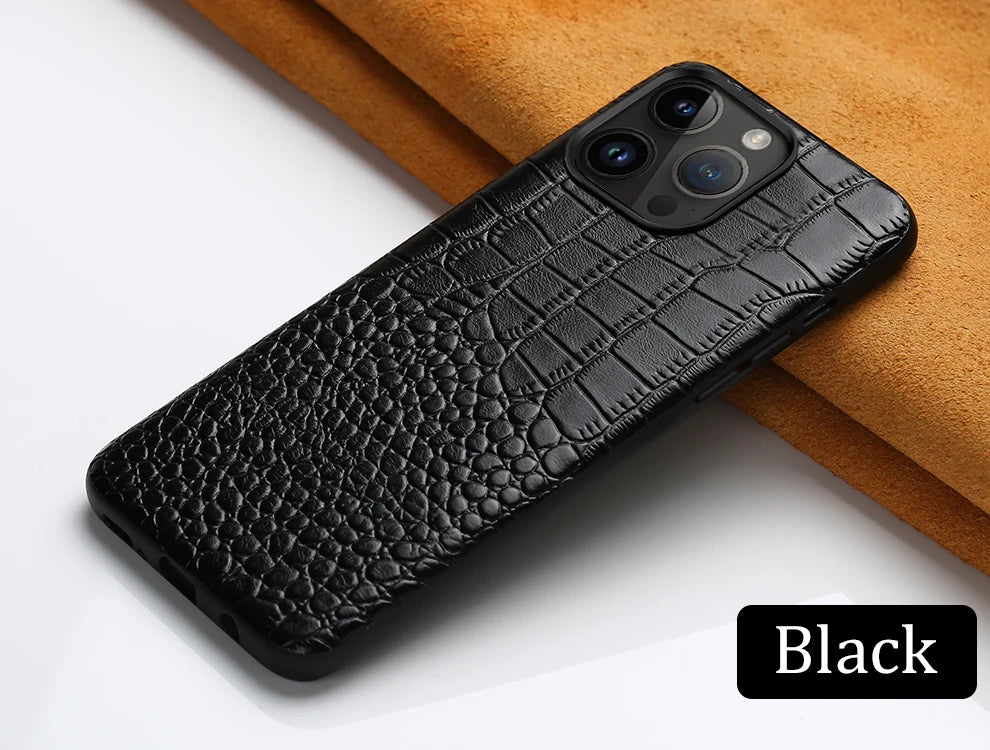 Genuine Leather iPhone Case for Apple iPhone 14 13 12 11 Pro Max Mini X XR XS 6S 7 8 SE 2020 Back Cover - The Eggy's store