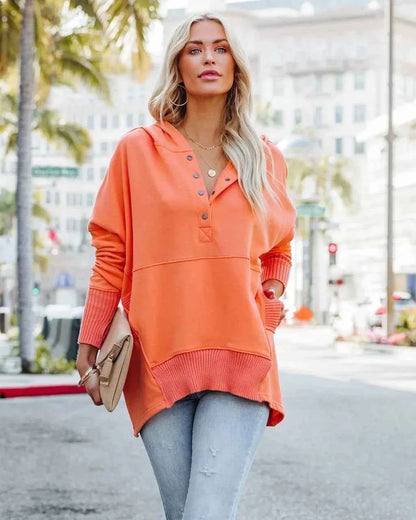 Casual Loose White Women Sweatshirt V-neck Hooded Batwing Sleeve Hoodie Top For Women Pullovers