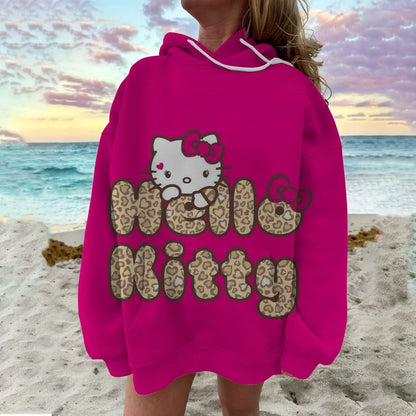 Cute Sweatshirt  Outfit Hello Kitty Hoodie Cartoon Graphic Adult Sweatshirt Hoodie Sanrio Women's Top