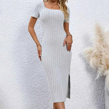 Dresses For Women Plus Size Women's Bodycon Casual Short Sleeve Square Neck Midi