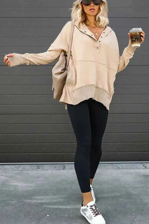 Casual Loose White Women Sweatshirt V-neck Hooded Batwing Sleeve Hoodie Top For Women Pullovers