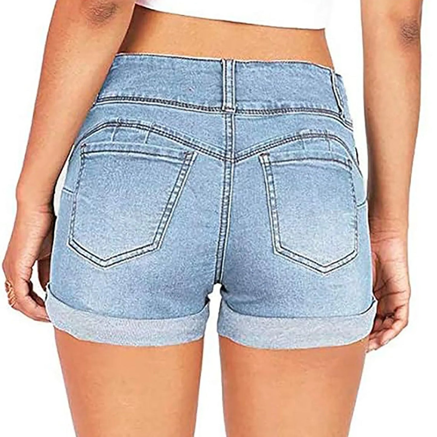 Washed Solid Low Waist Denim Mini Shorts