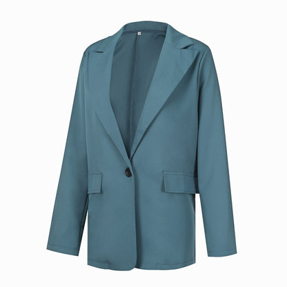 Solid Blazer Coat Women Notched Long Sleeve Cardigan Button Casual Jacket Suits Office Lady Blazers Jackets - The Eggy's store