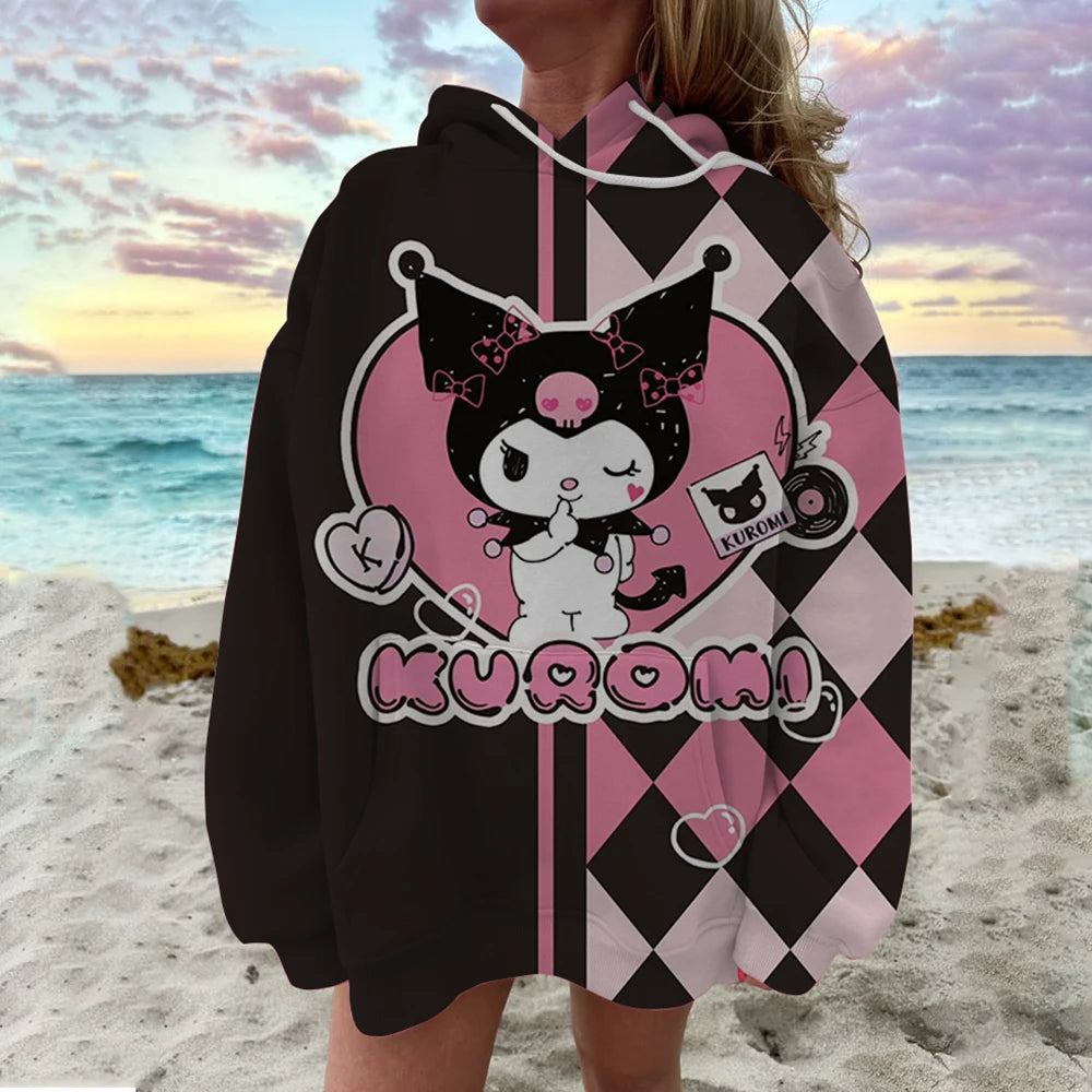 Cute Sweatshirt  Outfit Hello Kitty Hoodie Cartoon Graphic Adult Sweatshirt Hoodie Sanrio Women's Top