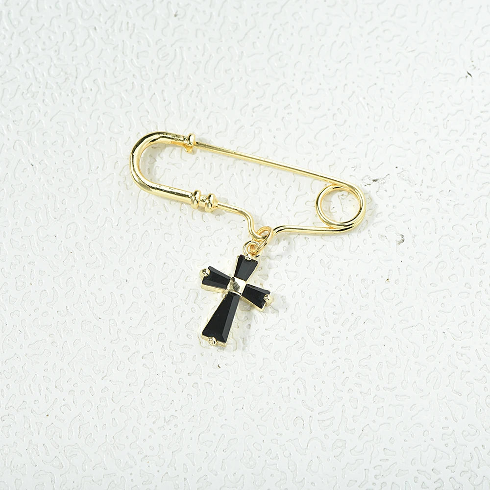 Cubic Zirconia Cross Brooch Pin – Fashion Statement Jewelry for Women