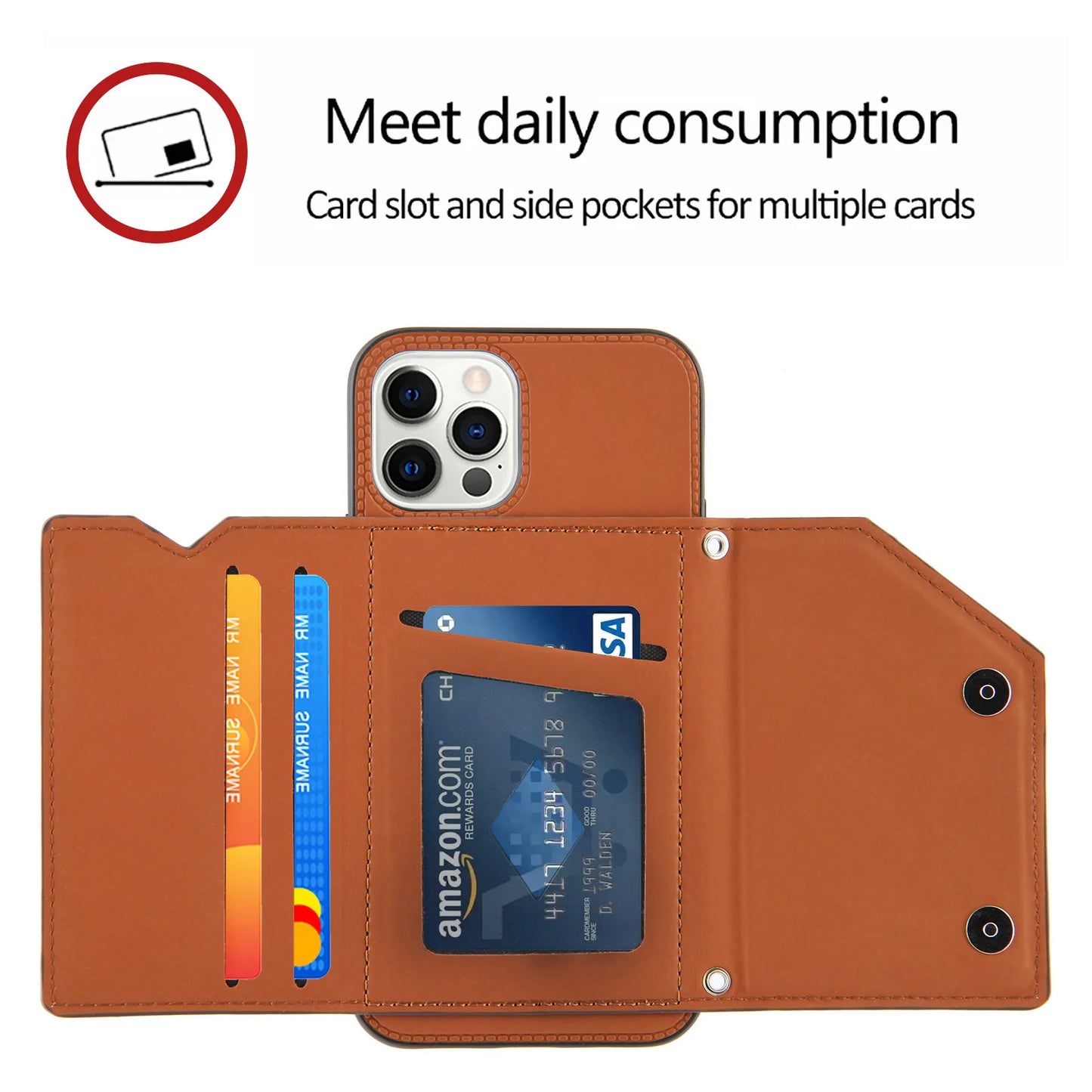 Lanyard Leather Phone Case for iPhone 13 12 11 Pro Max XS MAX XR X 7 8 Plus with Card Slot and Wallet Cover - The Eggy's store