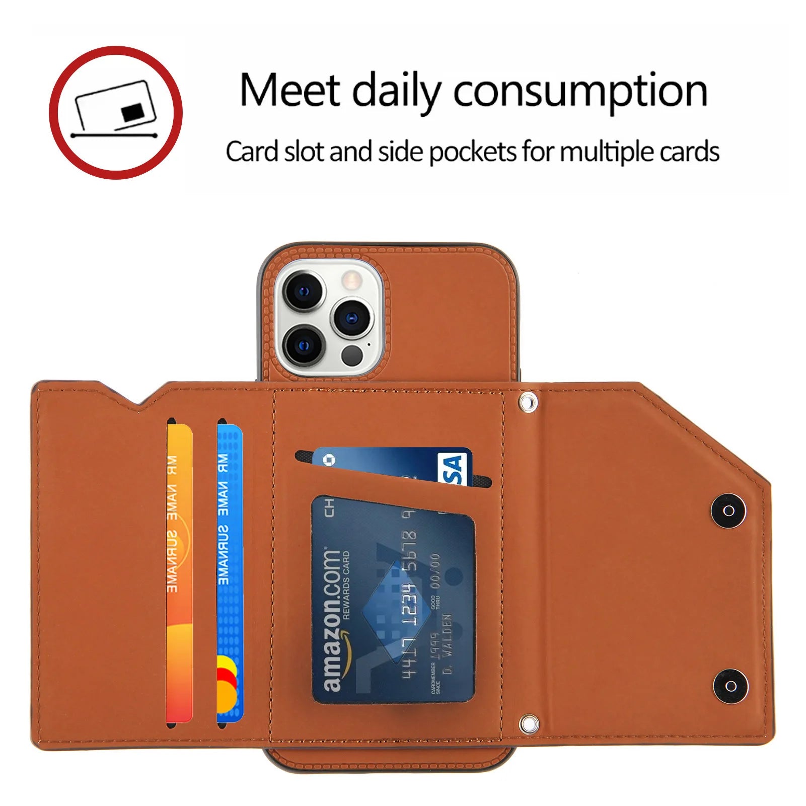 Lanyard Leather Phone Case for iPhone 13 12 11 Pro Max XS MAX XR X 7 8 Plus with Card Slot and Wallet Cover - The Eggy's store