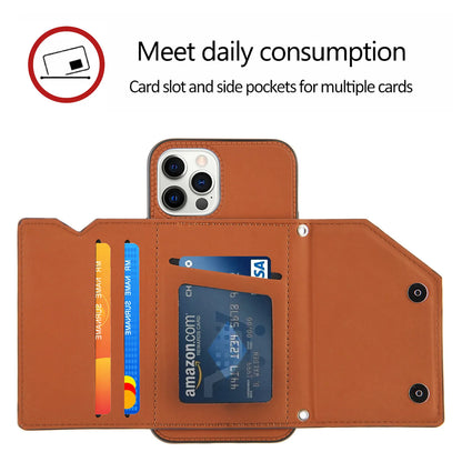 Lanyard Leather Phone Case for iPhone 13 12 11 Pro Max XS MAX XR X 7 8 Plus with Card Slot and Wallet Cover - The Eggy's store