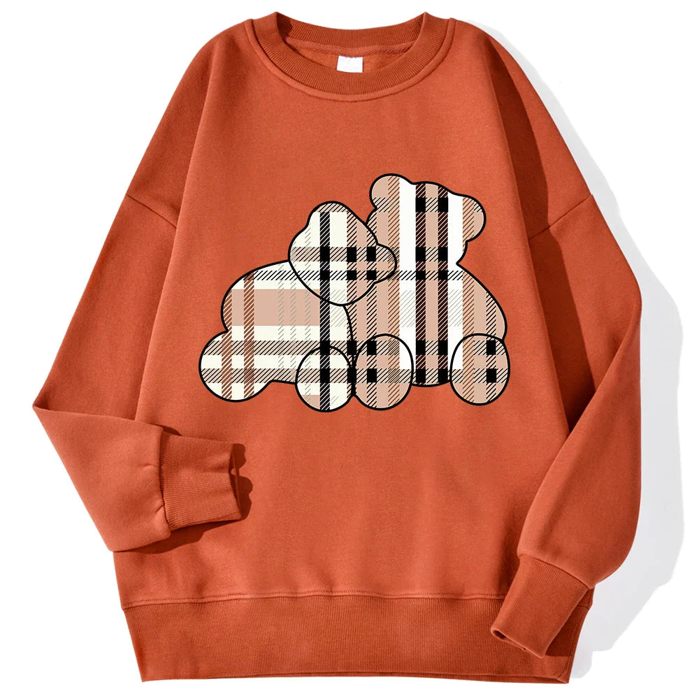 Casual Women's Sweatshirts Teddy Bear Printing Hoodies