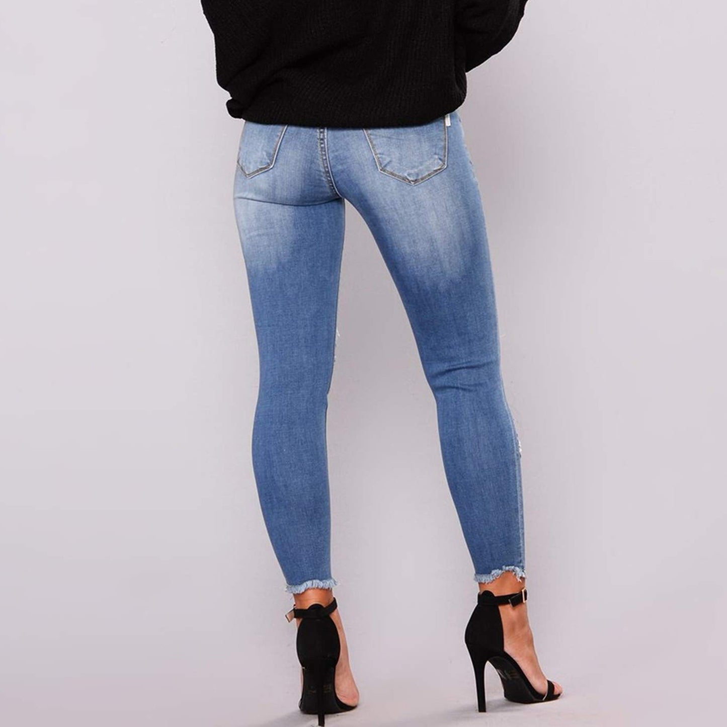 Stretchy Ripped Slim Fit Distressed Jeans