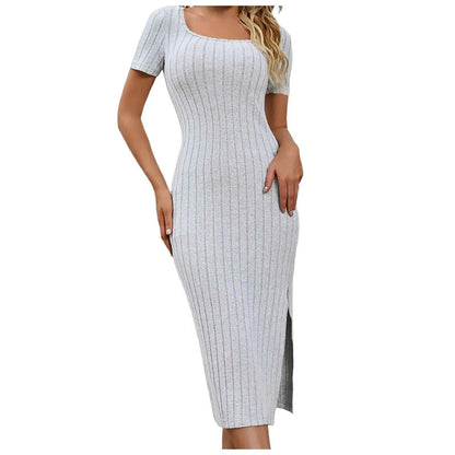 Dresses For Women Plus Size Women's Bodycon Casual Short Sleeve Square Neck Midi