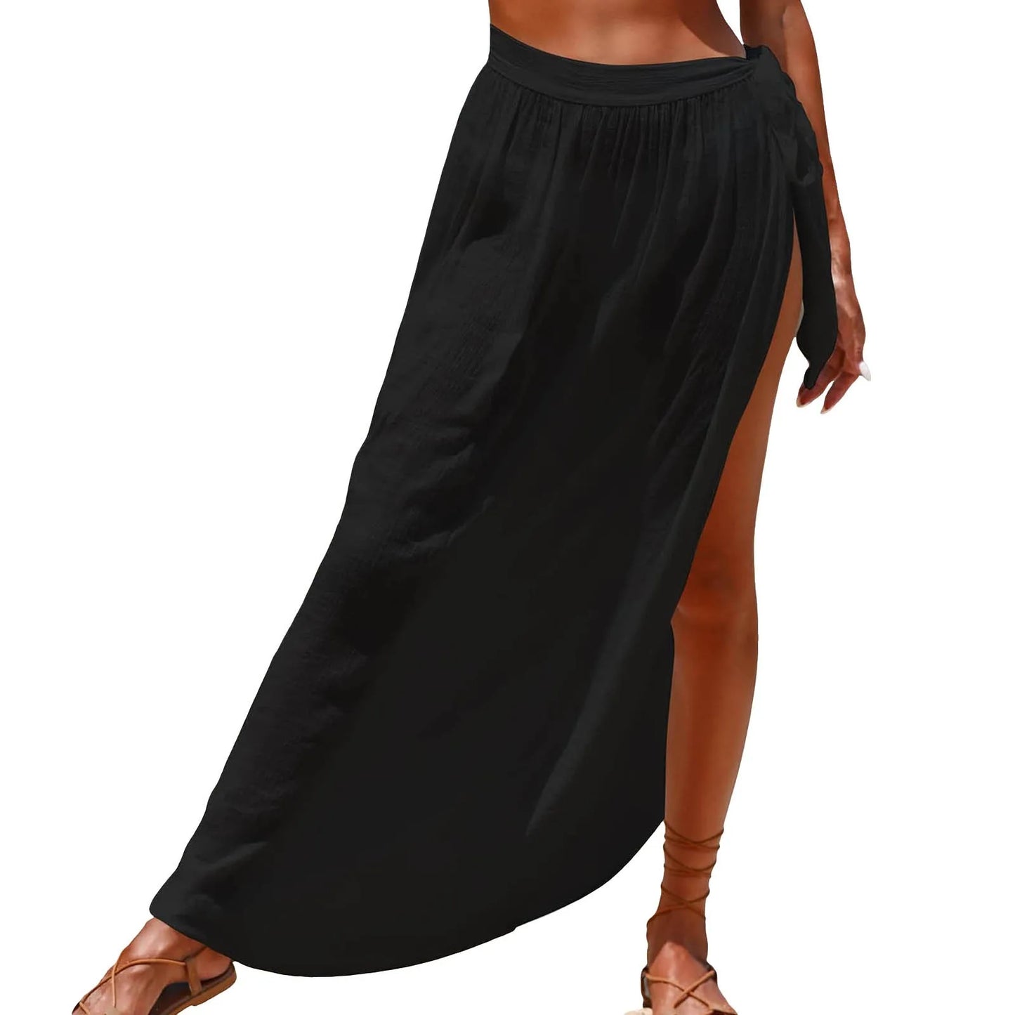 Long Sarong Beach Cover-Up - Lace-Up Wrap