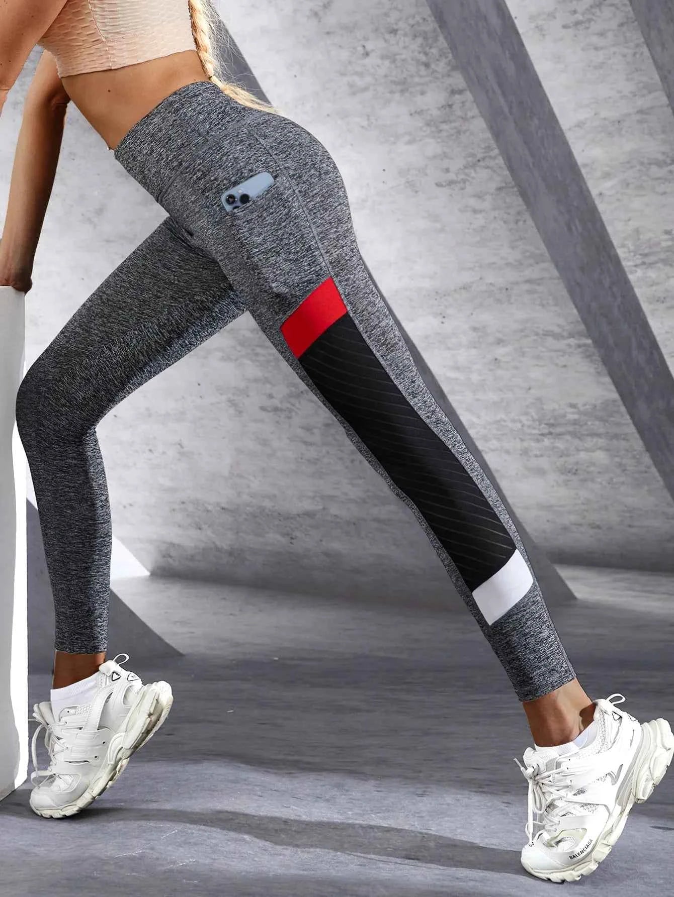 Colorblocked Mesh High Waist Leggings