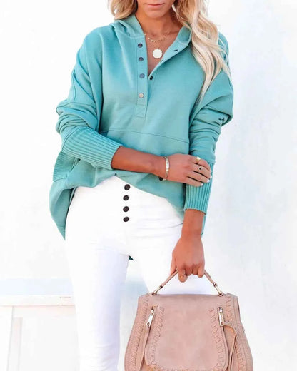 Casual Loose White Women Sweatshirt V-neck Hooded Batwing Sleeve Hoodie Top For Women Pullovers