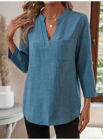 Elegant Casual V-neck Loose Sleeve Blouses