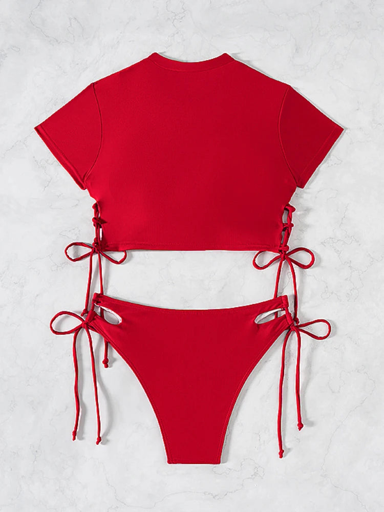 Short-Sleeve Bikini Set - Two-Piece Swimsuit