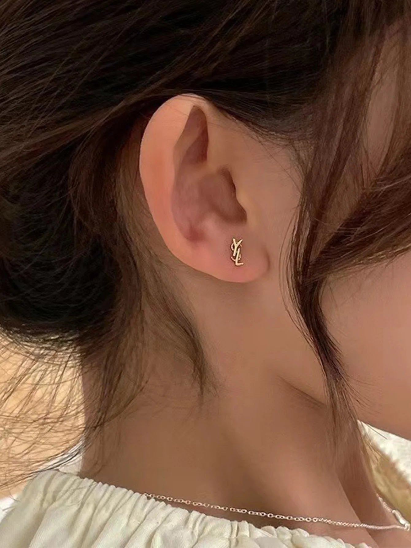Women's Mini Cartilage Earrings - Minimalist Letter Design