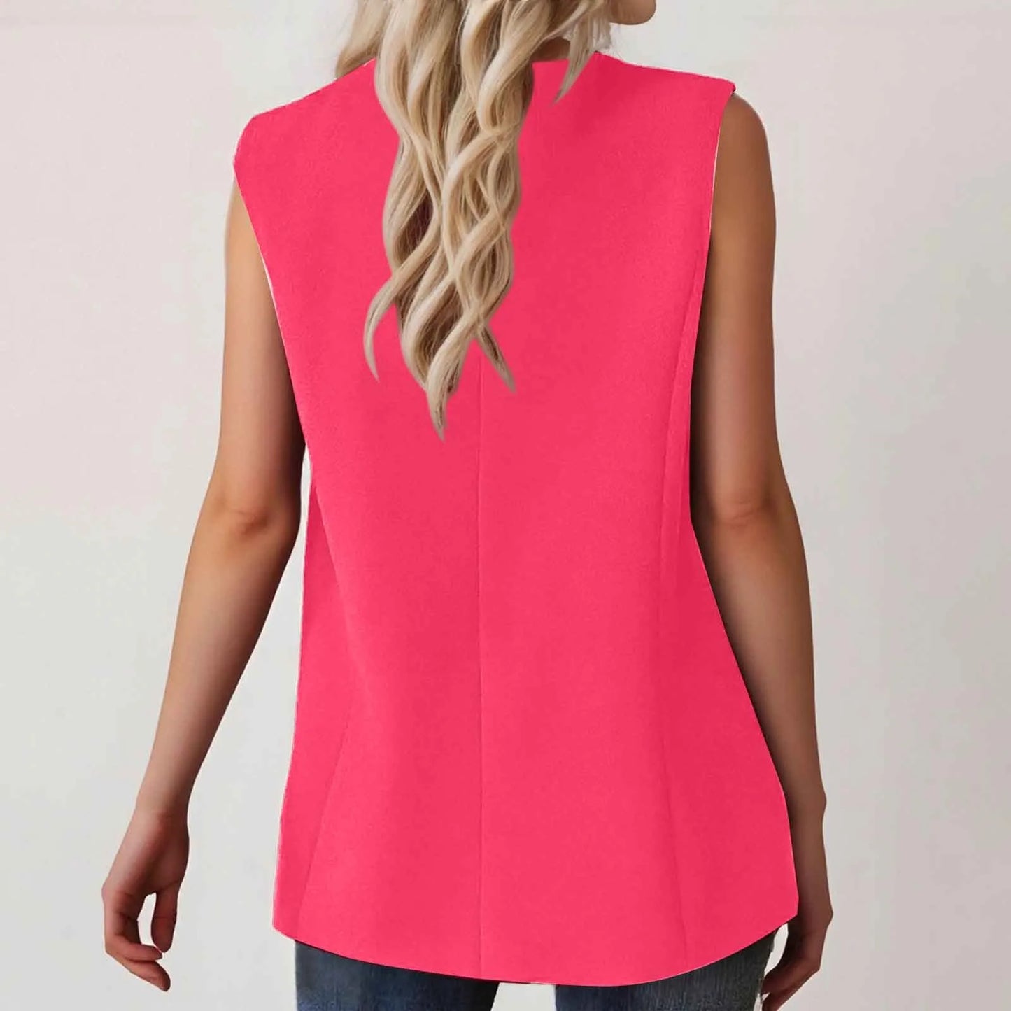 Sleeveless Single Button Slim Fit Blazer Vest