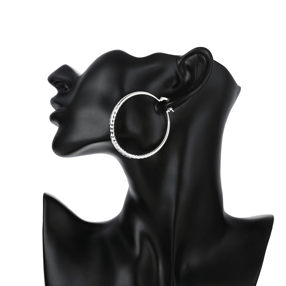 925 Sterling Silver Hoop Earrings 5CM Circle Hoops for Women - Fashion Jewelry for Weddings and Holidays