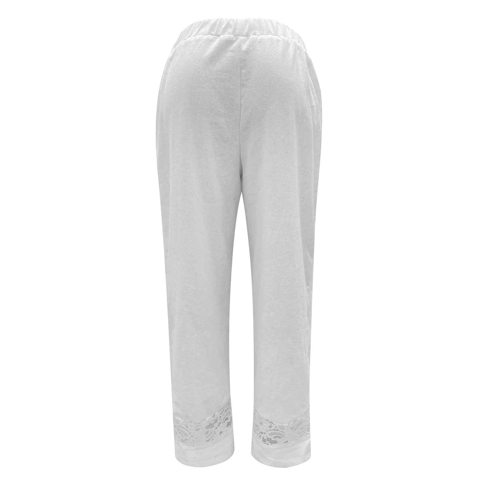 Cargo Pants Streetwear Women Loose Lace Cotton Solid Cropped Elastic Waist Trousers Women's Casual Pants