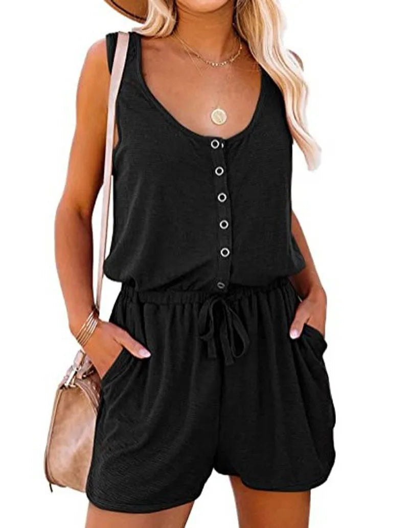 Lace-Up Sleeveless Wide Leg Jumpsuit