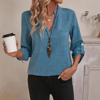 Elegant Casual V-neck Loose Sleeve Blouses