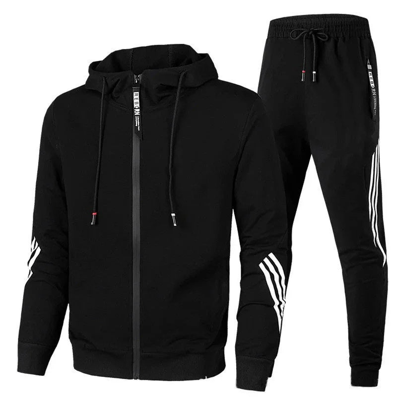 Men's Sports Activewear Set Hoodie Sweater and Pants with Zipper for Running Fitness