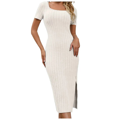 Dresses For Women Plus Size Women's Bodycon Casual Short Sleeve Square Neck Midi