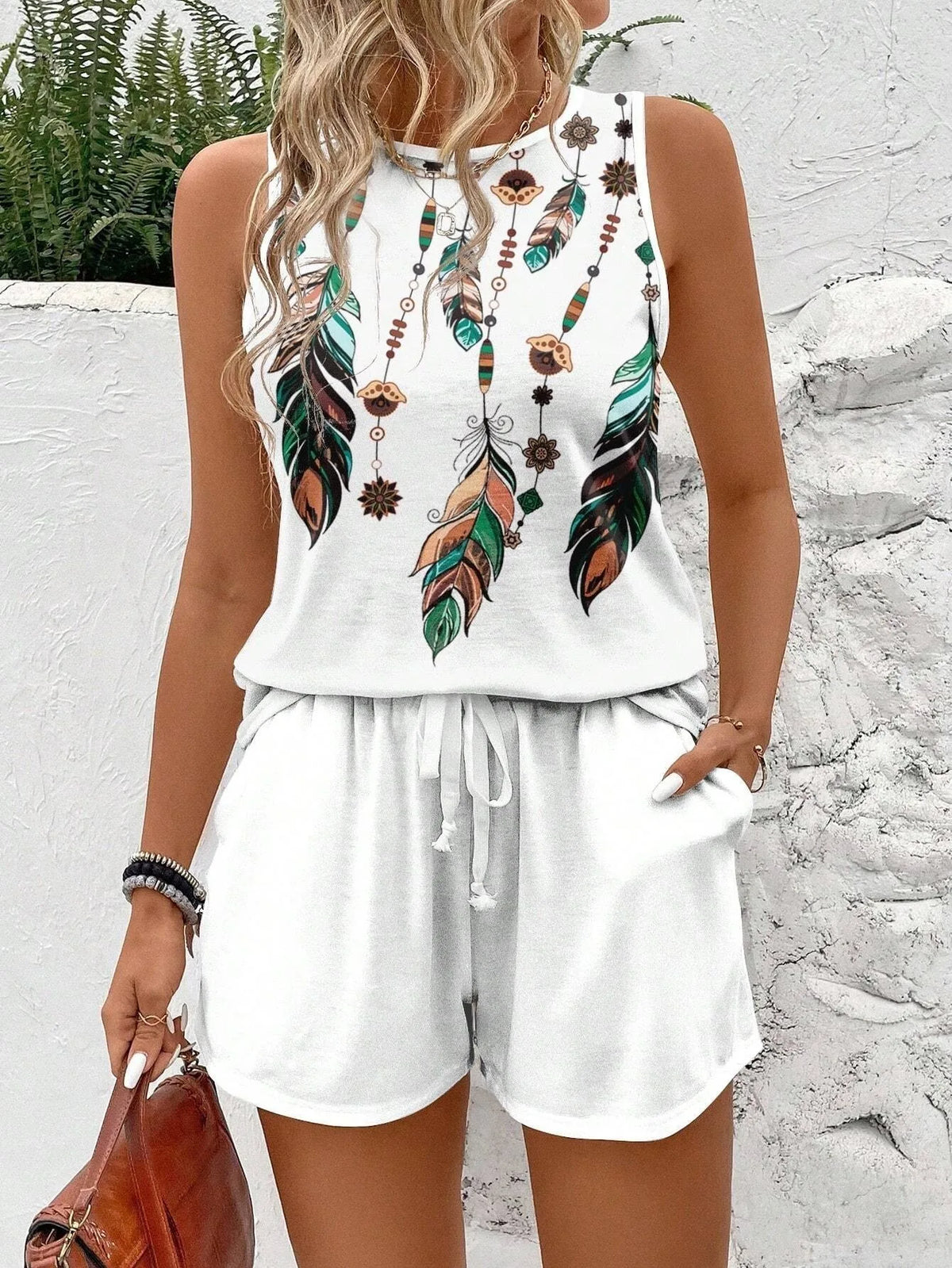 Retro Print Women's Two-Piece Set