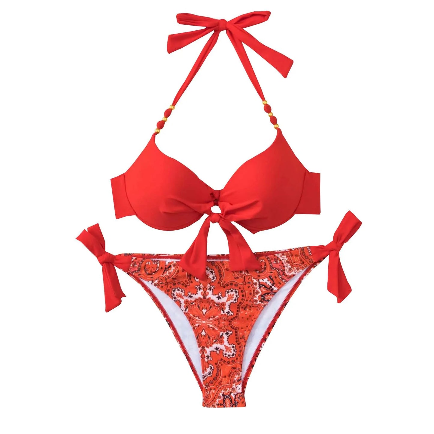 Strap Split Bikini Set - Two-Piece Swimsuit