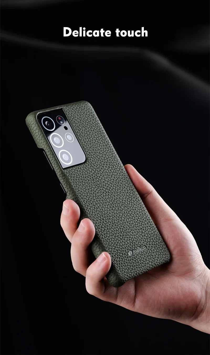 Premium Leather Phone Case for Samsung Galaxy S23 S22 Ultra 21 Plus 5G - Luxury Genuine Cowhide Business Cover - The Eggy's store