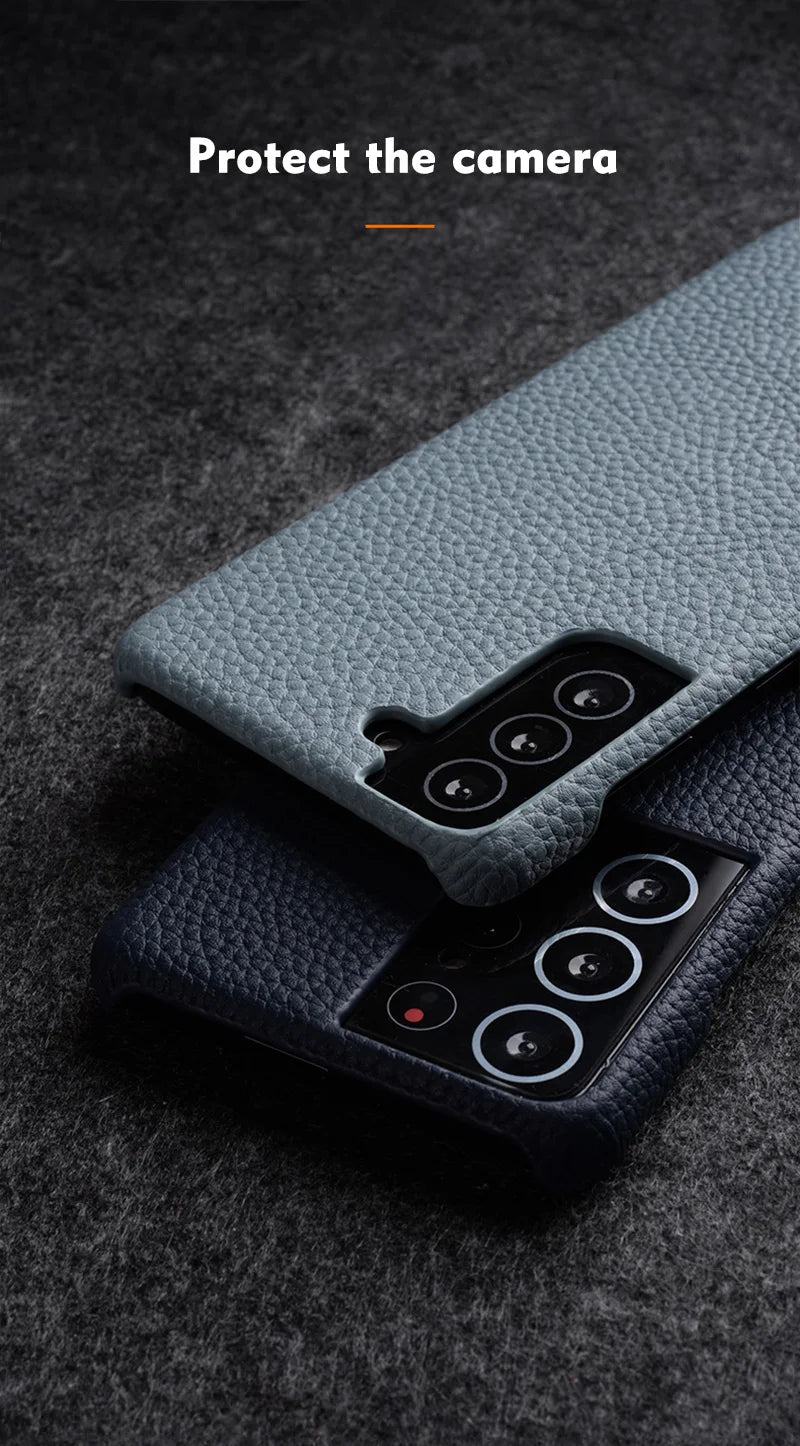 Premium Leather Phone Case for Samsung Galaxy S23 S22 Ultra 21 Plus 5G - Luxury Genuine Cowhide Business Cover - The Eggy's store