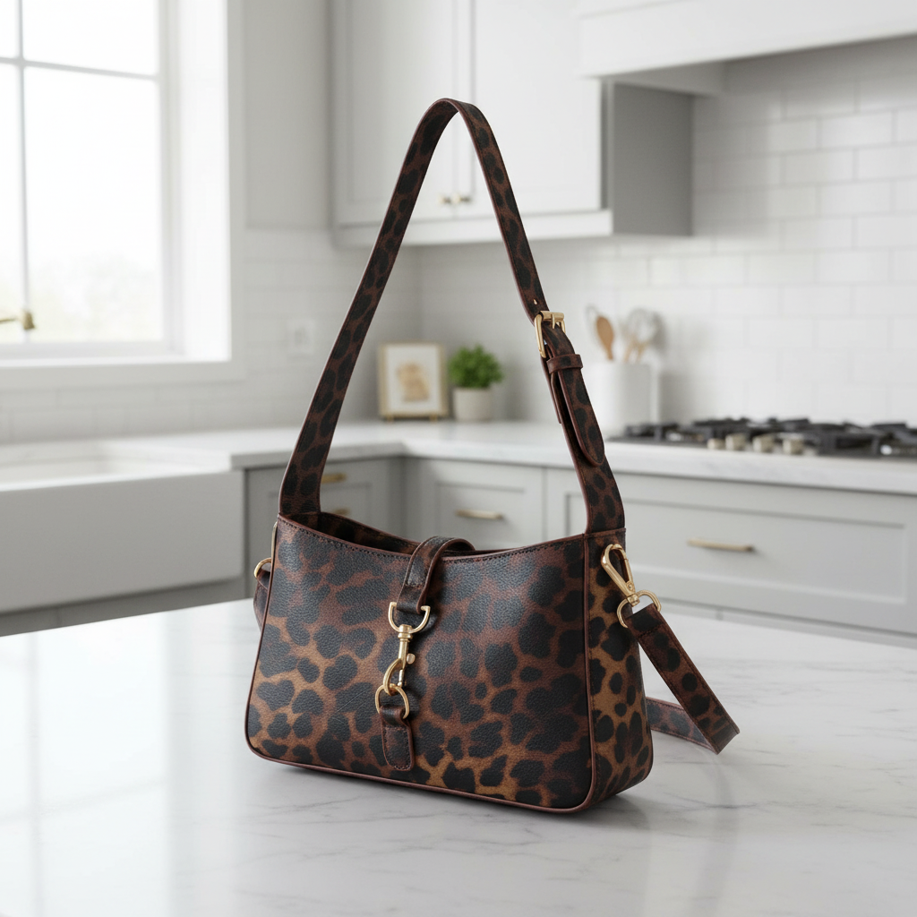 Women's Vintage Leopard Print Hobo Shoulder Bag – PU Leather Retro Handbag