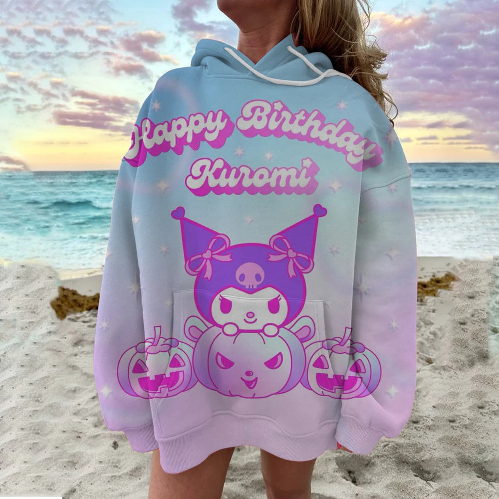Cute Sweatshirt  Outfit Hello Kitty Hoodie Cartoon Graphic Adult Sweatshirt Hoodie Sanrio Women's Top